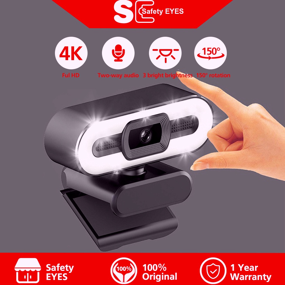 สต็อกล่าสุดเว็บแคม 4Kกล้องแล็ปท็อปUSB 1080p Full Hd Web Cam PCกล้องคอมพิวเตอร์เดสก์ท็อป 3 ระดับLedแห