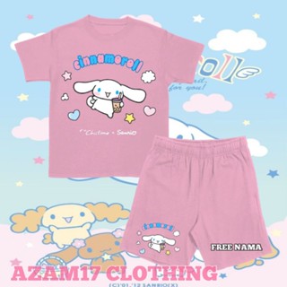 เสื้อยืดแขนสั้น พิมพ์ลาย Cinnamoroll Sanrio Name สําหรับเด็กผู้ชาย และเด็กผู้หญิง