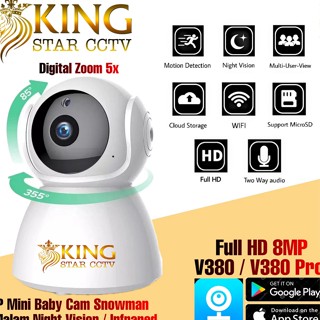 รวม..!! กล้องวงจรปิด V380 IP Camera mini 8MP HD 1080P กล้องวงจรปิดไร้สาย wifi snowman cctv Camera.