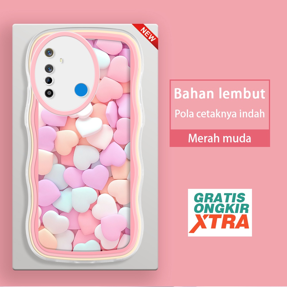 Realme 5 5i 5s 6 6i 6S 7i C17 8i 9 pro plus 9i เคสโทรศัพท์ 3D love pill รูปแบบขอบคลื่นที่มีสีสันกรณี