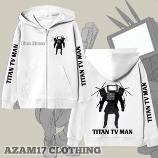 เสื้อแจ็กเก็ต เสื้อฮู้ดดี้ มีซิป ลาย Titan Tv Man Free Add Name Skibidi Toilet Titan Tv สําหรับผู้ชาย ผู้หญิง