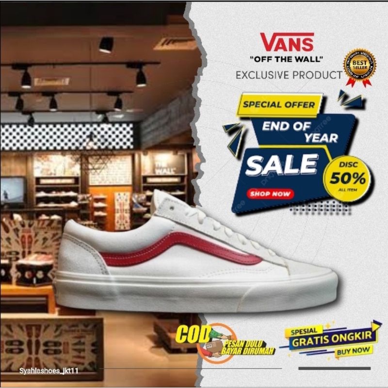 Vans Old Skool Marsmallow White Cream Red Mens/Women Shoes