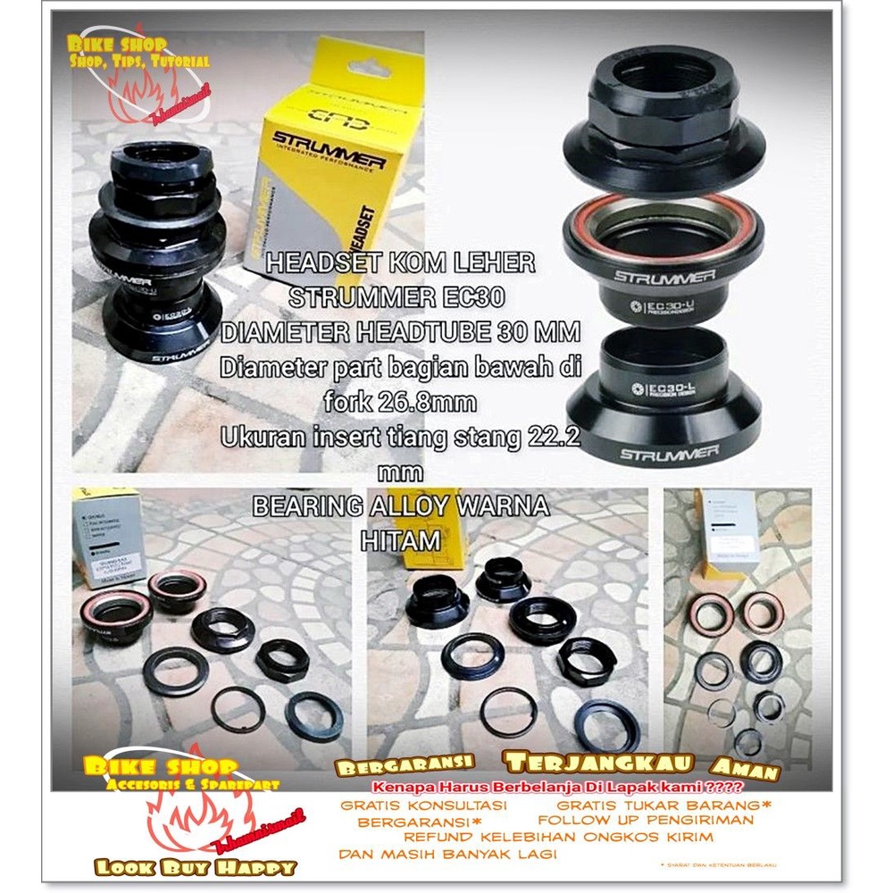 STRUMMER EC30 ชุดหูฟังคอ 26.8-22.2 BEARING ALLOY Black MTB BMX Bike