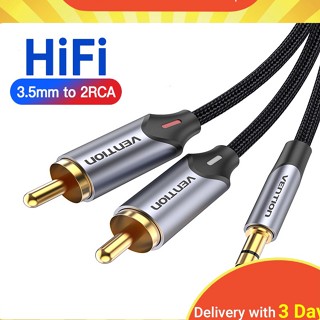 ! Vention สายเคเบิ้ลอะแดปเตอร์เสียง 3.5 มม. ถึง 2 Rca Male สําหรับเครื่องขยายเสียงลําโพง