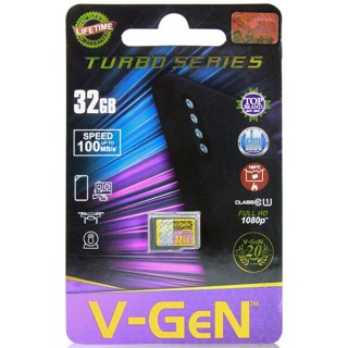 รับประกัน V-GEN การ์ดหน่วยความจํา Micro SD Vgen 32GB Class 10 Class10 TURBO SERIES ของแท้