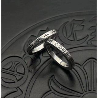 Chrome HEARTS แหวนเงินสเตอร์ลิง 925 กว้าง 3 มม. สไตล์พังก์ ฮิปฮอป สตรีท เครื่องประดับ