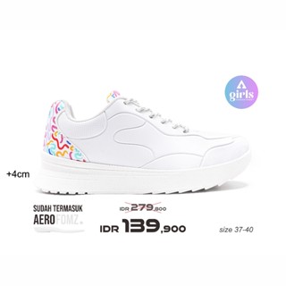  37-40 Rainbow White Motif - รองเท้ากีฬา รองเท้าผ้าใบลําลอง สําหรับผู้ชาย ผู้หญิง Aero Street