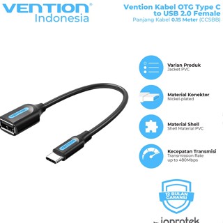 ขายดีที่สุด!! Vention OTG สายเคเบิ้ล Type C เป็น USB 2.0 ตัวเมีย