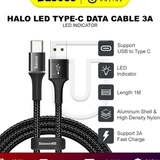 คนขายดาว..!! Baseus สายชาร์จข้อมูล USB Type C Halo LED ชาร์จเร็ว Casan HP Android