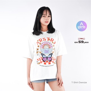 &lt;Unk&gt; เสื้อยืดโอเวอร์ไซซ์ ลาย Bella White Kaos 1CB01