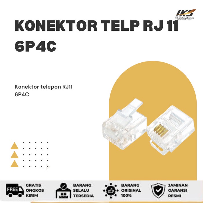 +++++] RJ11 Pin RJ 11 Telp Connector RJ11 Connector RJ 11 โทรศัพท์ Pin