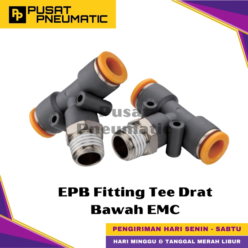 EPB 10-03 Tee Fitting Bottom Thread Slip Lock Hose 10mm Thread 3/8 EMC