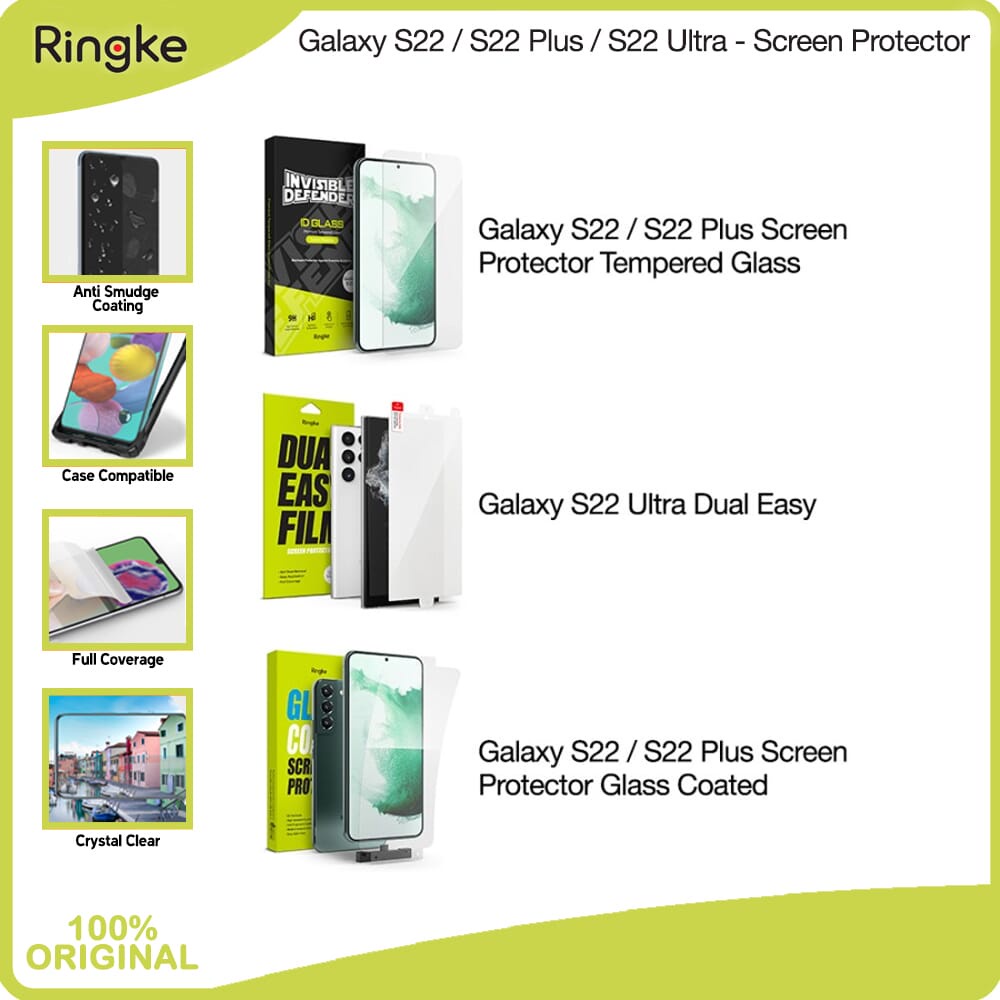 Ringke S22 Ultra / S22 Plus เคลือบแก้วกันรอยหน้าจอแบบเต็มจอ