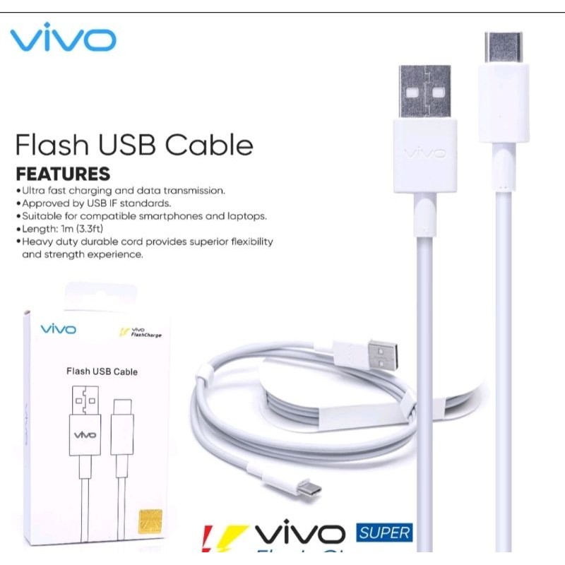VIVO FLASH CHARGE 6A ORIGINAL TYPE-C Y33S Y53S Y75 T1 5G DATA CABLE
