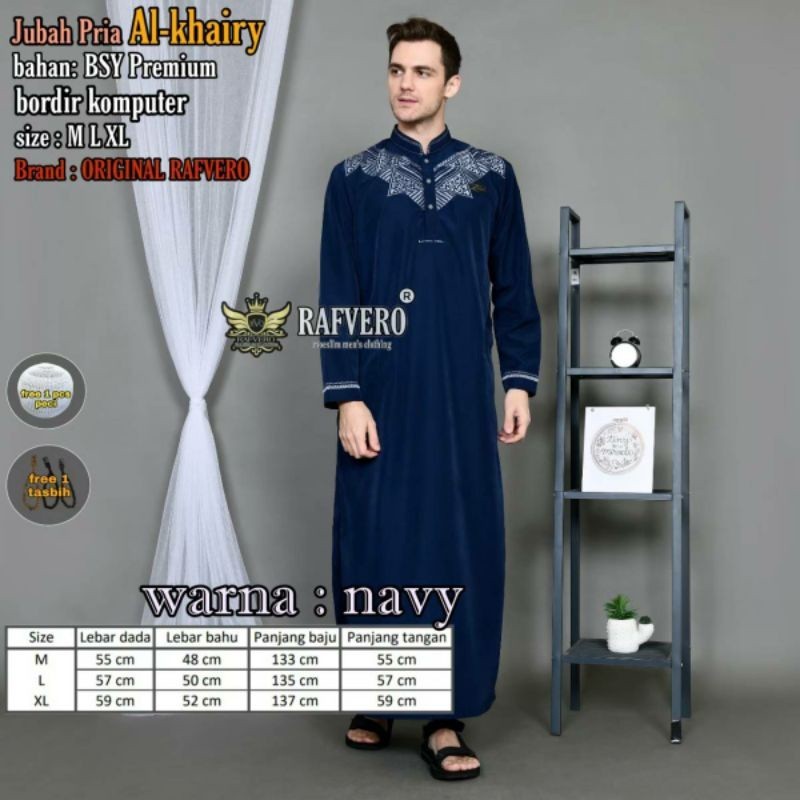 Hitam เสื้อคลุมชาวมุสลิม ปักลายอัลคาไมรี่ สีดํา สําหรับผู้ชาย U5N0 2021 M2W5