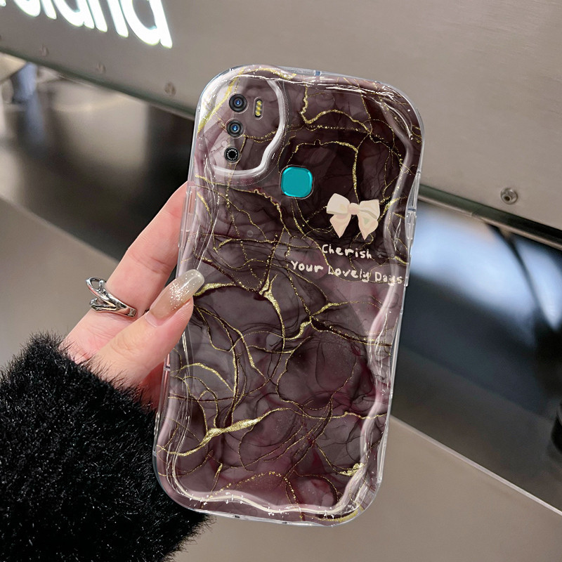 HP Infinix Hot 9 Play Hot 10 Play Hot 11 Play Hot 12 Play NFC Hot 9 Pro Gold Line Marble เคสโทรศัพท์