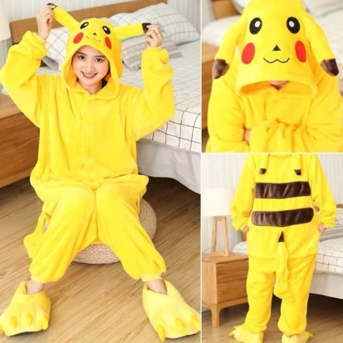 Onesie POKEMON PIKACHU ตุ๊กตา BAJU PAJAMA COSTUME H85S