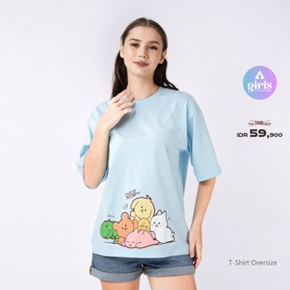 &lt;Unk&gt; เสื้อยืด โอเวอร์ไซซ์ ลาย Playfull Baby Blue Kaos 1C000