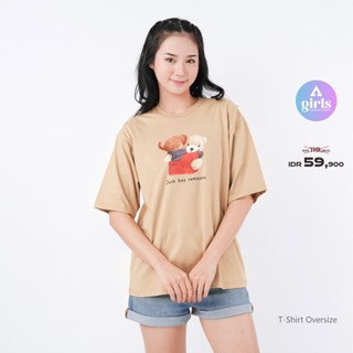  เสื้อยืดลําลอง แขนสั้น คอกลม พิมพ์ลาย Teddy Hug Mocca Kaos ขนาดใหญ่ 1B000