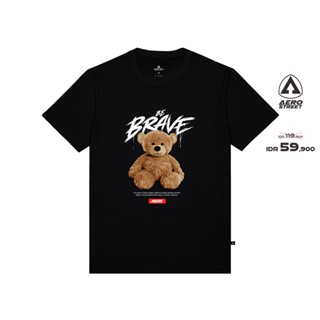  เสื้อยืด ลาย Bear Be Brave สีดํา AADAA