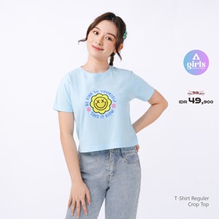  เสื้อยืดครอปท็อป Take It Slow Baby Blue Kaos 1B000