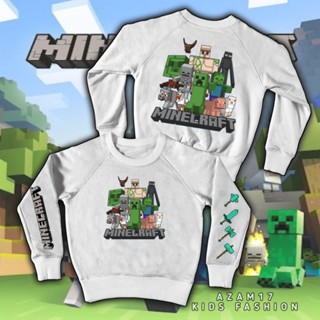 เสื้อกันหนาว คอกลม มีฮู้ด ลายเกม Minecraft สําหรับเด็กผู้ชาย และเด็กผู้หญิง