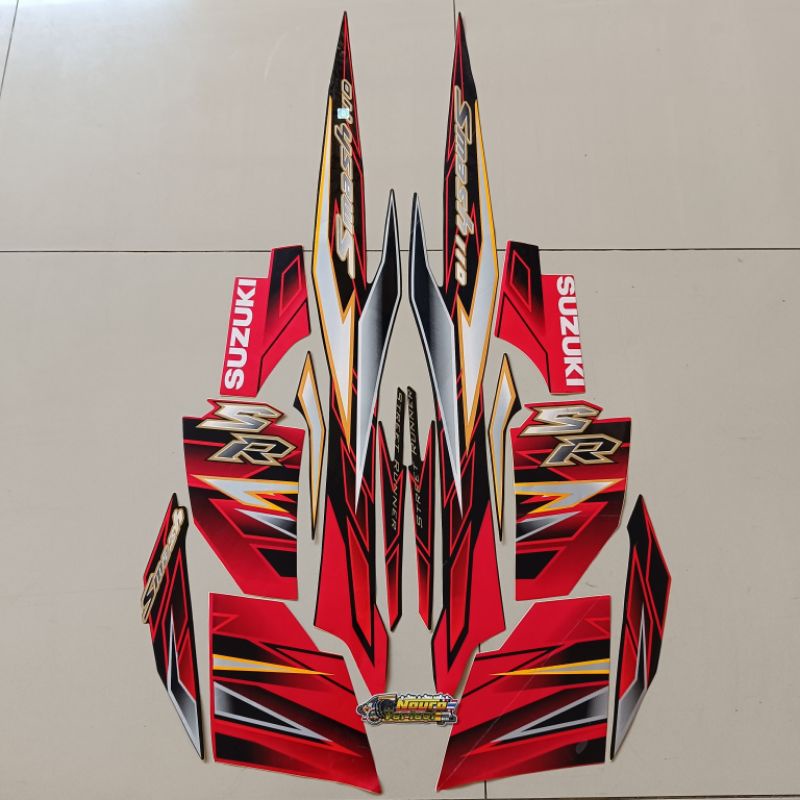 Hitam MERAH Suzuki smash sr 110 2010 สีดําแดง Striping สติ๊กเกอร์ตัวถังมอเตอร์ไซค์คุณภาพดีที่สุด
