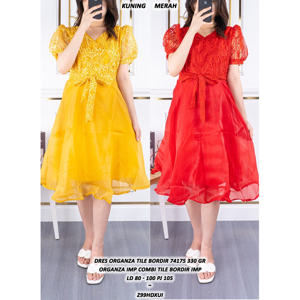 ORGANIZA TILE EMBROIDERED DRESS 74175 330 GR MilkyPinkInYourArea Fashionนําเข้า