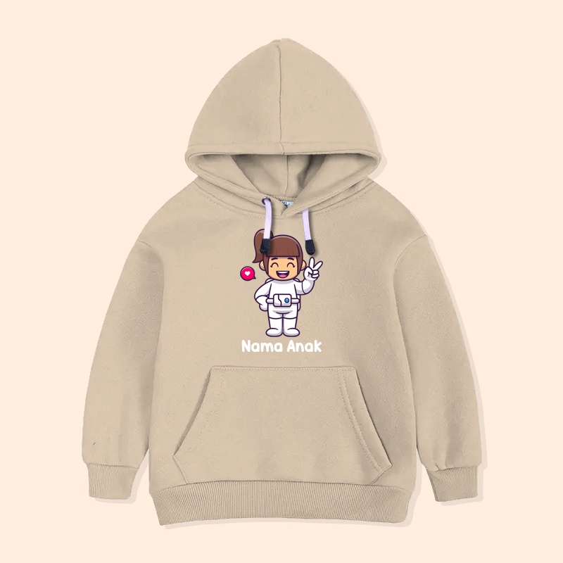 Hoodie Jacket เด็กการ์ตูนนักบินอวกาศเสื้อกันหนาวชายหญิง Unisex Custom ชื่อ ANK-04