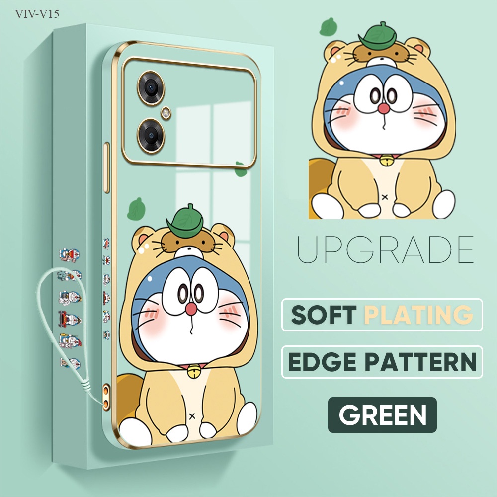 Vivo V30 V15 V20 V21 V23 V23E V25 V25E S1 Z1 T1 SE Pro 2021 5Gสําหรับเคสโทรศัพท์ฟรีเชือกเส้นเล็กHp Softcaseปลอกน่ารักการ์ตูนโดราเอมอนรูปแบบโทรศัพท์มือถือฟรีเชือกเส้นเล็ก