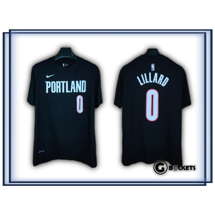 สั่ง Damian Lillard Portland TrailBlazers 0 เสื้อยืด สีดํา nba