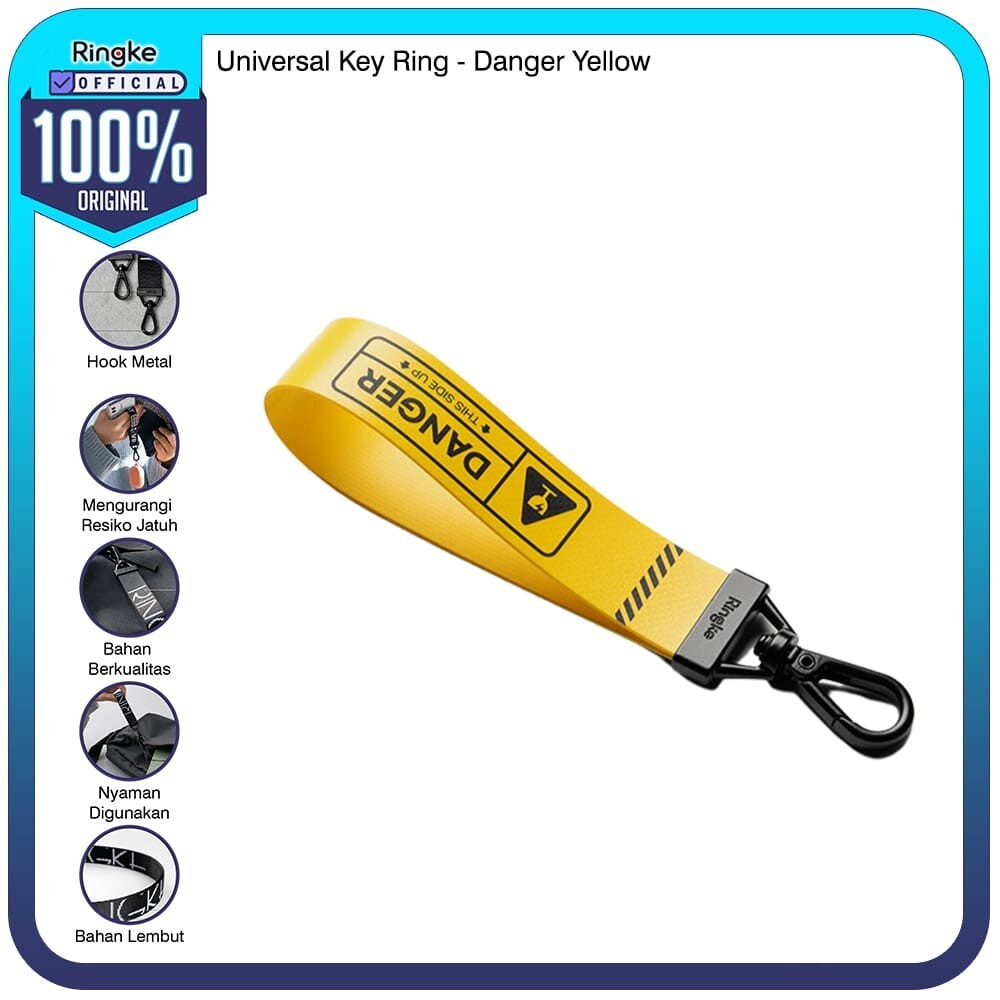 GANTUNGAN Ringke Key Ringke Danger Yellow Keychain พวงกุญแจรถรถจักรยานยนต์
