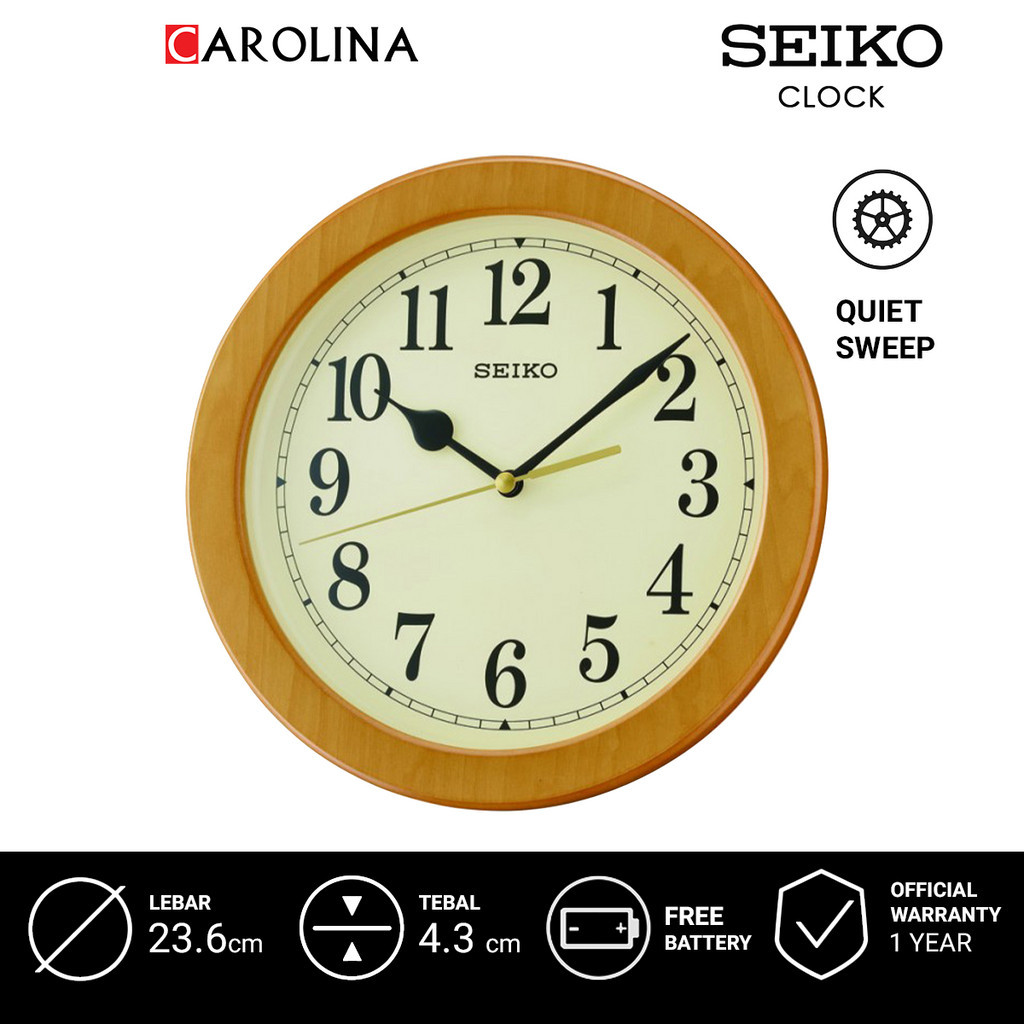 นาฬิกาแขวนผนัง QXA686B SEIKO QXA686B Quite Sweep Analog Light Brown Color Cream Dial Wall Clock