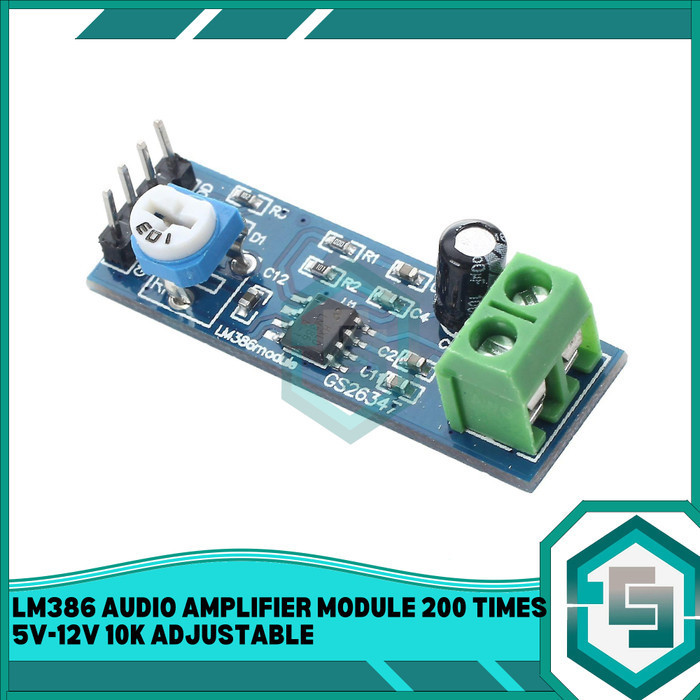 Lm386 โมดูลขยายเสียง 200 ครั้ง 5V-12V 10K ปรับได้