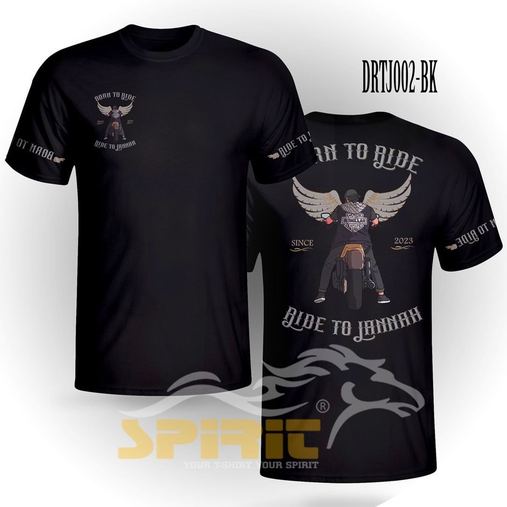 KATUN ISLAMIC MUSLIM RIDER T-SHIRT BORN TO RIDE TO JANNAH RIDE T-SHIRT - SHORT-SLEEVED MOTORCYCLE T-