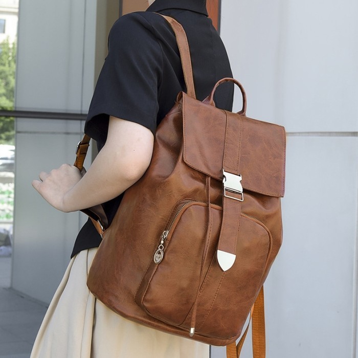 ARCHAIN TA864B7 พรีเมี่ยมนําเข้าสีน้ําตาลหนังผู้หญิงกระเป๋าเป้สะพายหลังล่าสุดอินเทรนด์ 2024 นําเข้าอ