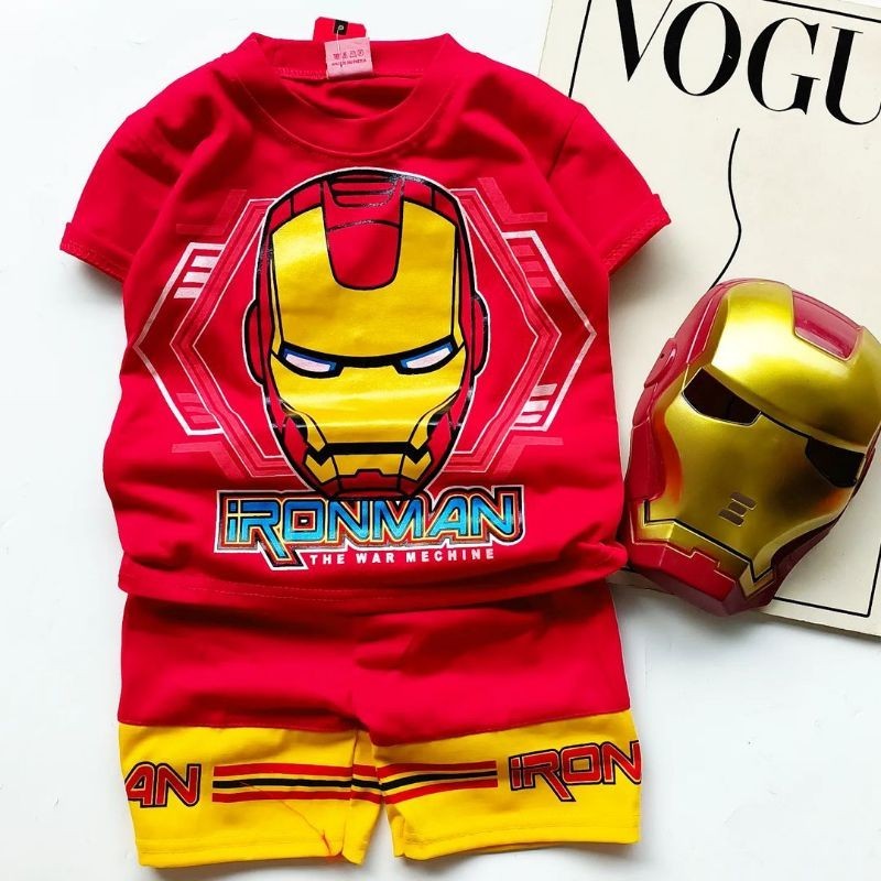 IRONMAN เสื้อผ้าสําหรับเด็กผู้ชาย ชุดเด็กชาย SUPER HERO IRON MAN พร้อมหน้ากากสําหรับ AGES 1-10 ปี