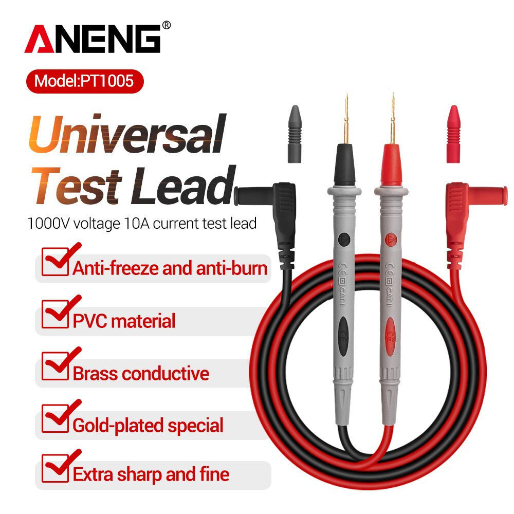R3S Aneng Digital Multimeter Cable Testpen Silicon Rubber Wire 10a 1000v - Pt1005 - สีดํา/แดง R3WS