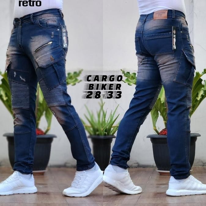 Clana Mens Biker Cargo Jeans Mens Long Biker Cargo Jeans