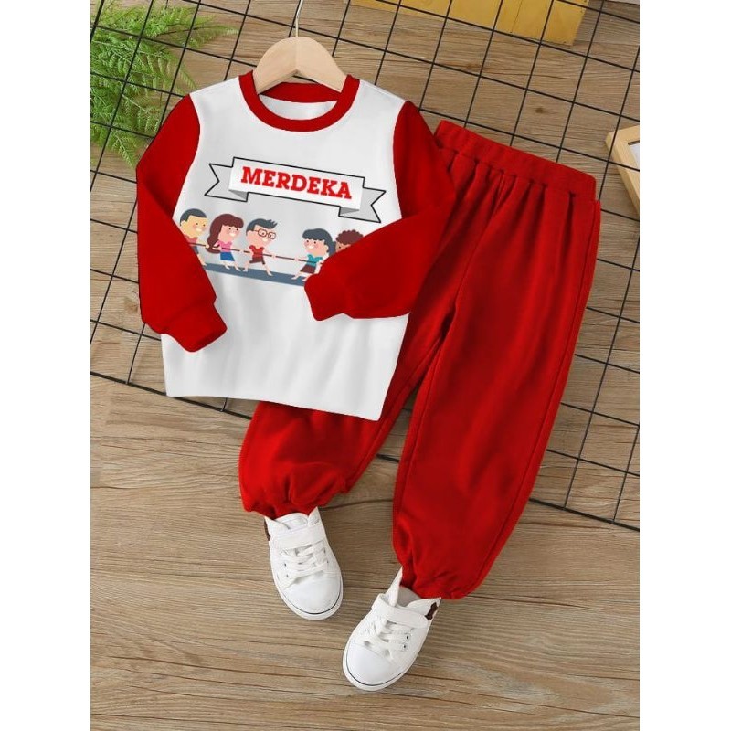 MERAH สิงหาคม 17th เสื้อผ้าเด็ก 2024 Ke79 ชุด 17 สิงหาคมเด็กผู้หญิงคู่ 1 ชุด Top Hut Ri 79 1 ปีสิงหา