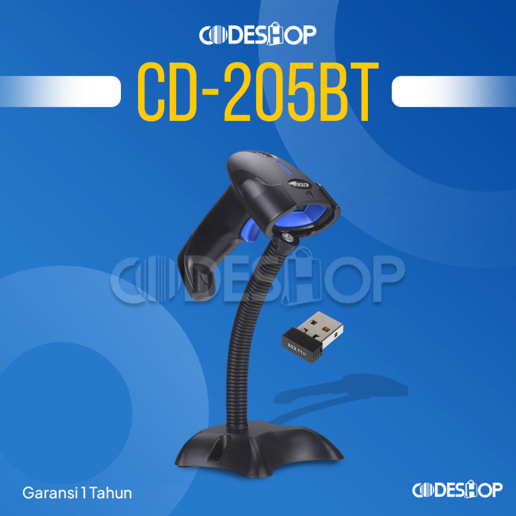 เครื่องสแกนบาร์โค้ด CODESHOP CD 205 BT Imager 1D 2D Wireless USB BLUETOOTH