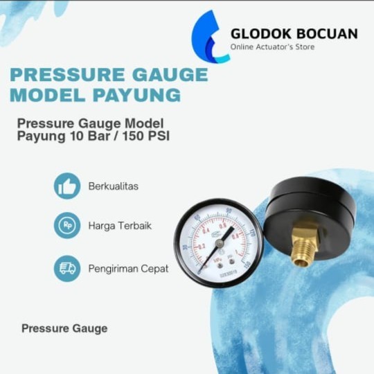 MANOMETER PRESSURE GAUGE RANGE 0-1 MPA 0-10 BAR 150 PSI UMBRELLA รุ่น