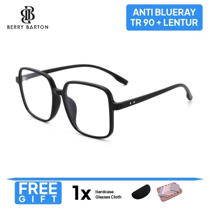 Berrybarton - แว่นตาทรงสี่เหลี่ยมป้องกันรังสีแฟชั่นเกาหลี 8559