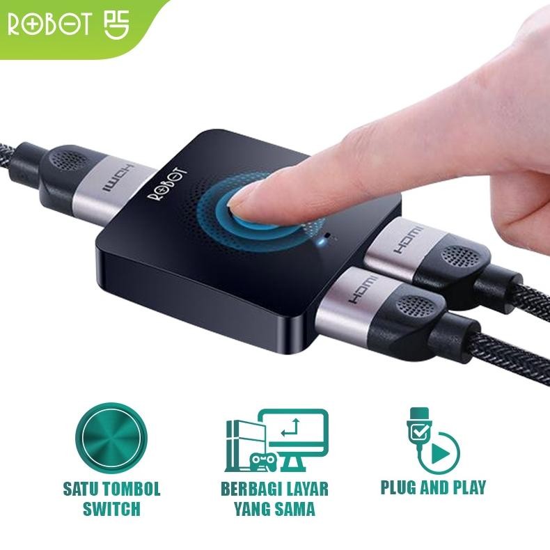 Robot Hm103 Hdmi Switch และ Splitter 2In 1Out/1In 2Out Bi-Direction 4K Black Original - รับประกัน 1 