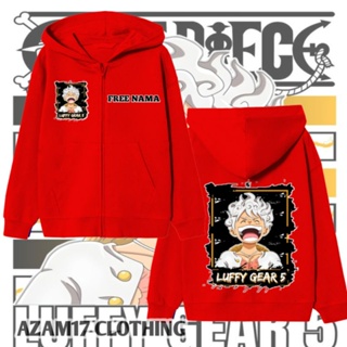 เสื้อแจ็กเก็ต มีฮู้ด แต่งซิป ลายการ์ตูนอนิเมะ One Piece Monkey D Luffy Gear 5 Free Name สําหรับเด็กผู้ชาย และเด็กผู้หญิง