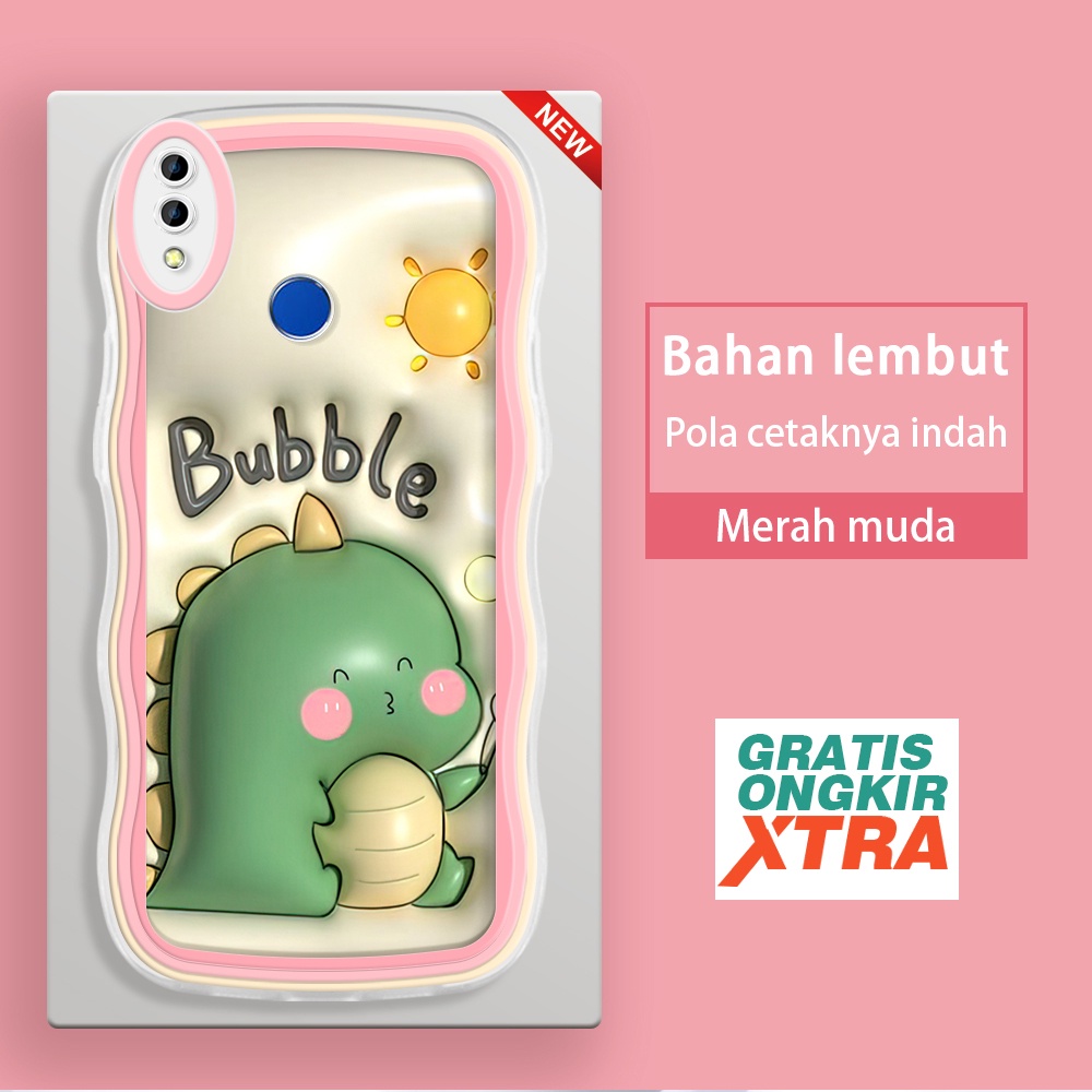 HIJAU Realme 3 Pro C1 C2 C2S A1K 12Cหมายเหตุ7 12 Pro 9Sไดโนเสาร์สีเขียวขนาดเล็กเคสโทรศัพท์3DสีสันWav