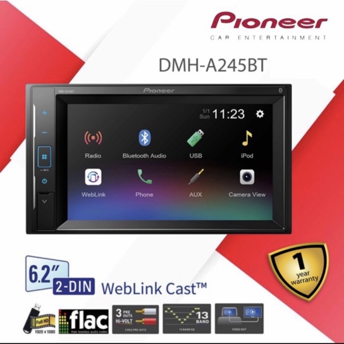 Pioneer DMH-A245BT DOUBLE DIN HEAD UNIT 6.2 WEBLINK FULL HD ของแท้ คุณภาพดีที่สุด