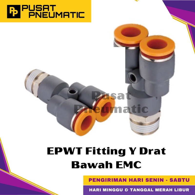 EPWT 06-01 Y Fitting Bottom Thread Slip Lock Hose 6mm Thread 1/8 EMC