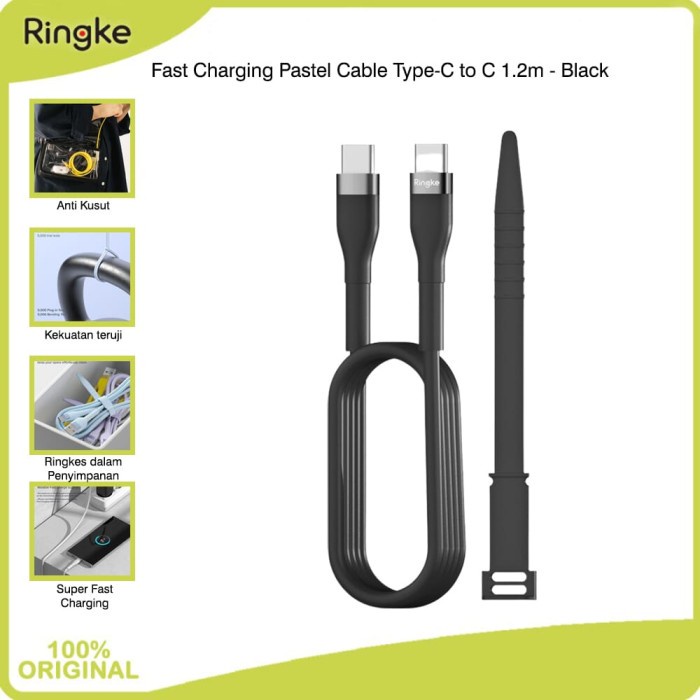 Ringke Fast Charging Pastel Cable Type-C to C 1.2m สาย Apple สีดํา