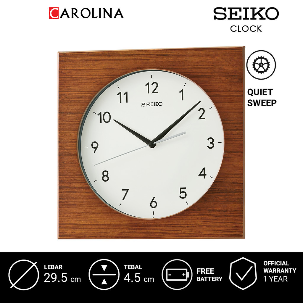 นาฬิกาแขวนผนัง QXA766Z SEIKO QXA766Z Quite Sweep Analog Brown Case White Dial Wooden Wall Clock